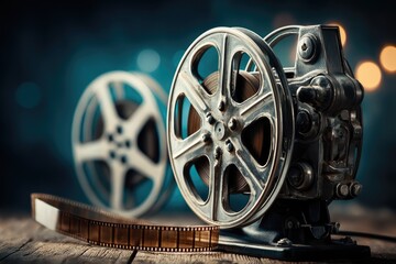 Obraz premium Film Reels and a Movie Camera