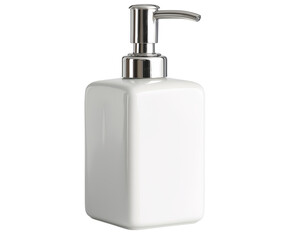 White ceramic soap dispenser with a chrome pump,