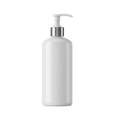 White ceramic soap dispenser with a chrome pump,