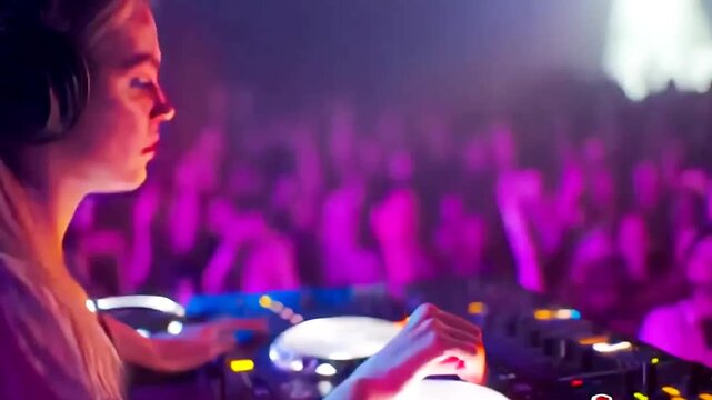 dj in action in disco party