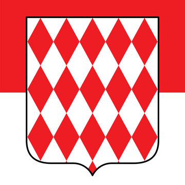 Monaco Principality coat of arms on the Monaco flag, vector illustration