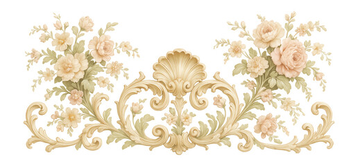 Rococo border with intricate floral and shell patterns
