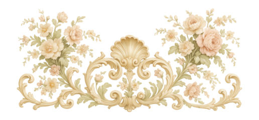 Rococo border with intricate floral and shell patterns