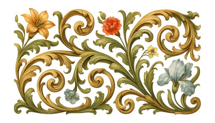 Renaissance border with floral and scroll elements