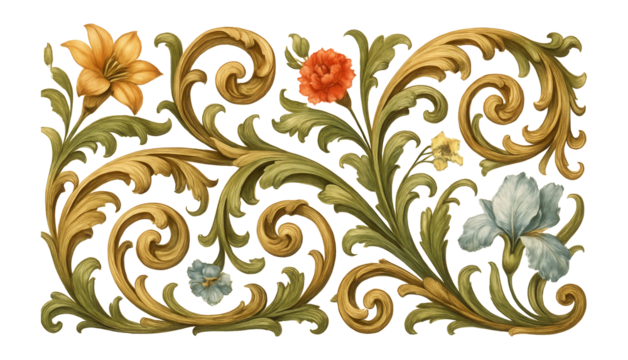 Renaissance border with floral and scroll elements