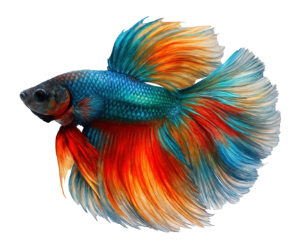 Betta fish with long flowing fins and vibrant colors