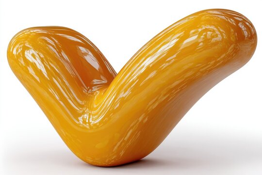 Glossy, orange, 3D checkmark on white
