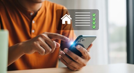 Person using smartphone for real estate search and task management