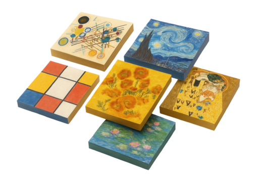 Art-themed sticky notes with design