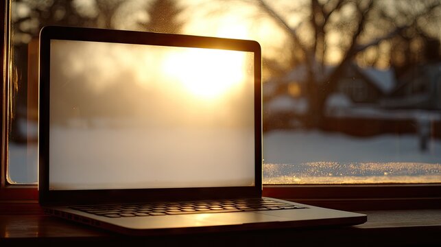 Laptop at Window Sunlight