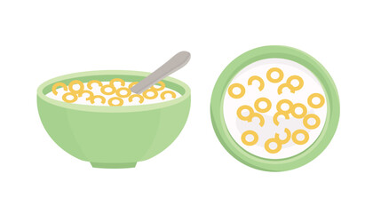 Crispy cereal with milk. Breakfast food.