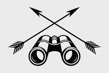 Obraz premium Binoculars and Crossed Arrows on White Background Design