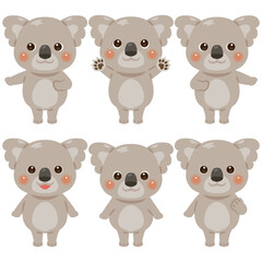指さしをするコアラのキャラクターイラストセット