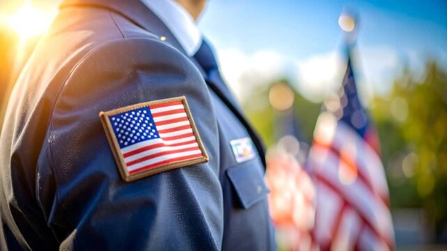 American flag patch on jacket