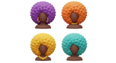 Four colorful stylized female busts