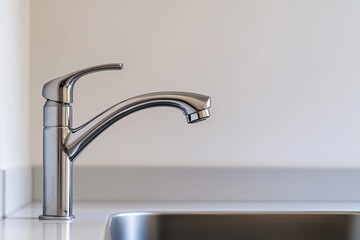 The interior design of a residential home is showcased through a close-up of its modern kitchen sink, featuring stainless steel fixtures and contemporary plumbing
