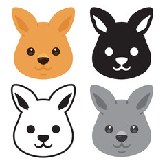カンガルーの顔アイコンセット