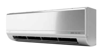 Modern White Wall Mounted Air Conditioner cutout isolated on transparent bg, png