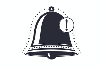 Alert Bell Icon with Exclamation Point Sign On White Background