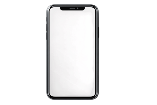 Smartphone with blank screen isolated on white background --ar 3:2