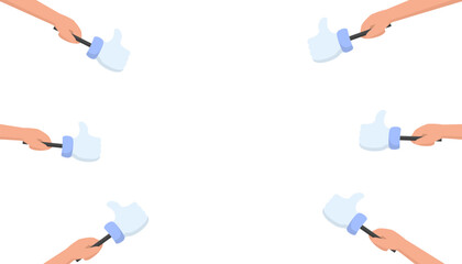 vector illustration of hands giving thumbs up towards the center