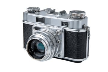 Vintage camera isolated on white background --ar 3:2