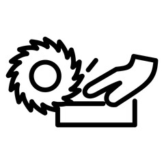 Hand injury icon with circular saw