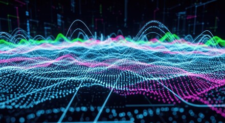 Abstract Data Visualization: Colorful Waveform Pattern.