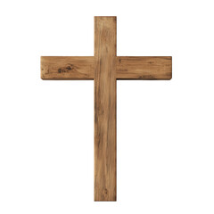 A simple wooden cross isolated on transparent background