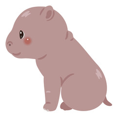 横から見たお座りしたカバのイラスト