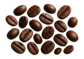 Whole coffee beans, blend, varied sizes