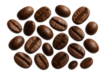 Whole coffee beans, blend, varied sizes
