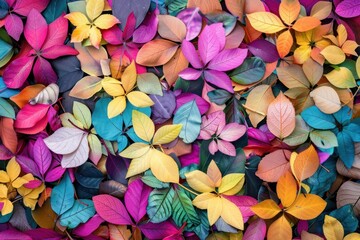Colorful rainbow leaves flower outdoors blossom.