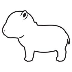 横向きのカバの線画