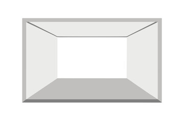 Geometric abstract perspective of a white square frame against a black background