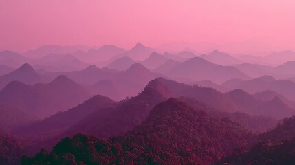 Obraz premium Pink Mountain Range Silhouette
