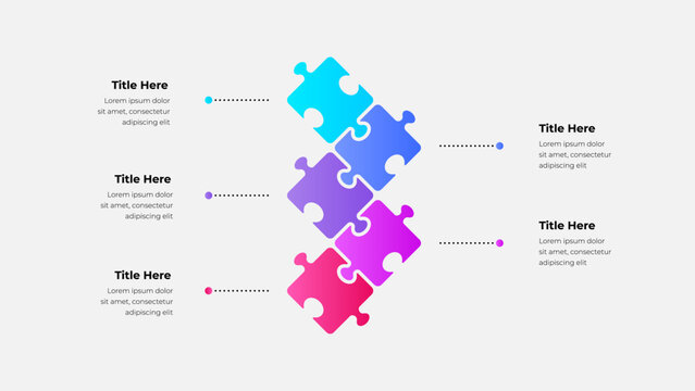 Infographic with interconnected puzzle pieces, symbolizing teamwork, collaboration, and coordination. Each piece includes space for customizable text or business related information