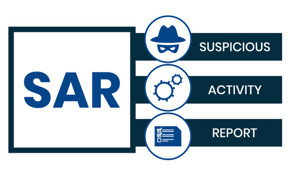 sar - suspicious activity report acronym. business concept background. vector illustration concept with keywords and icons. lettering illustration with icons for web banner, flyer