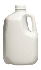 Plastic milk jug with handle and cap, opaque