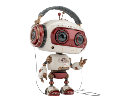 Photograph of an AI robot woman,cute robot,robot hands against a white background, in profile view.  