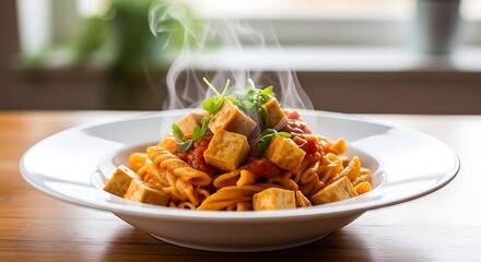 Hot and Tasty Tofu Pasta Dish.