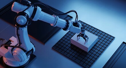 Industrial Robot Arm in Action.