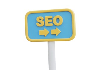 Seo sign with arrows isolated on white background