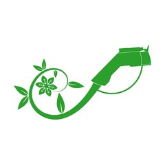 Green Electric car charge icon symbol isolated on white background