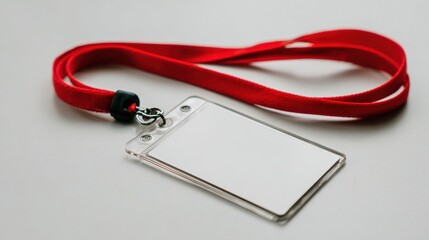 Blank Identification Badge With Red Lanyard for Events or Conferences Ready for Personalization