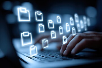 Digital Documents on Keyboard