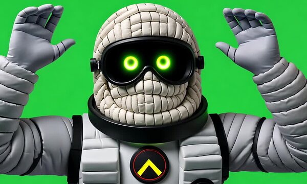 Surreal Mummy Astronaut on Green Screen:  3D Render