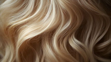 Fototapeta premium Close-up of wavy blonde hair for hair dye and shampoo background. Illustration of colored hair background.