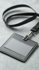 Identification Card Holder With Lanyard on a Soft Surface in a Neutral Color