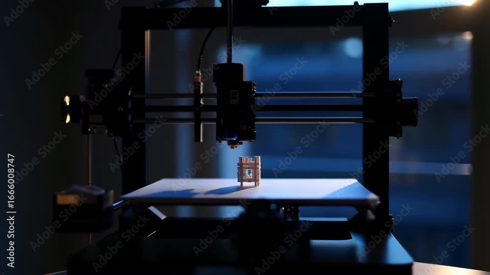 Wall mural 3d printer creating small structure on white surface